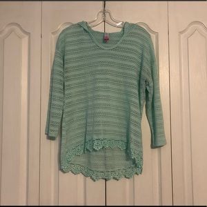 Mint green long sleeve with hood